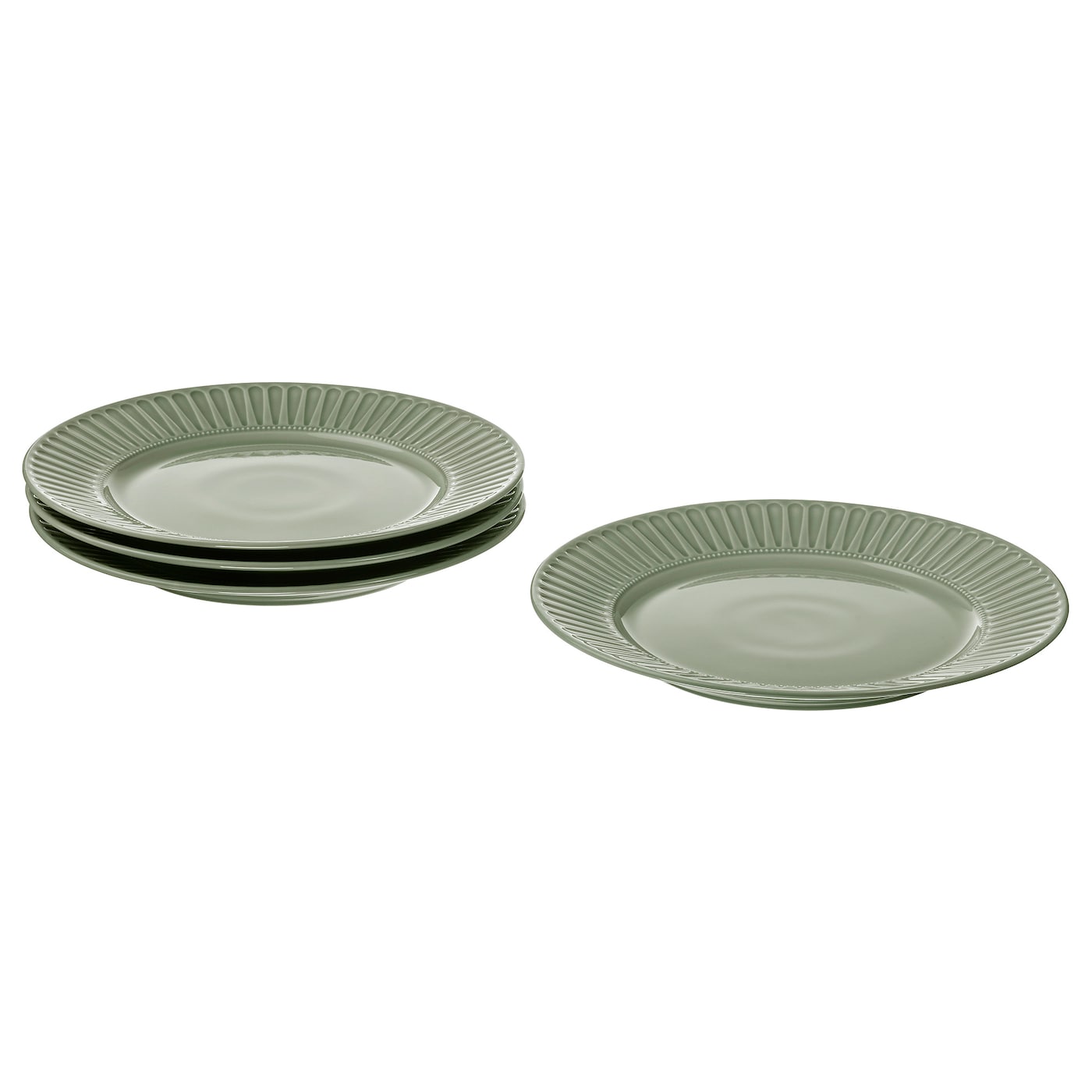 IKEA STRIMMIG Piatto Gres Grigio Pallido-verde 27 Cm