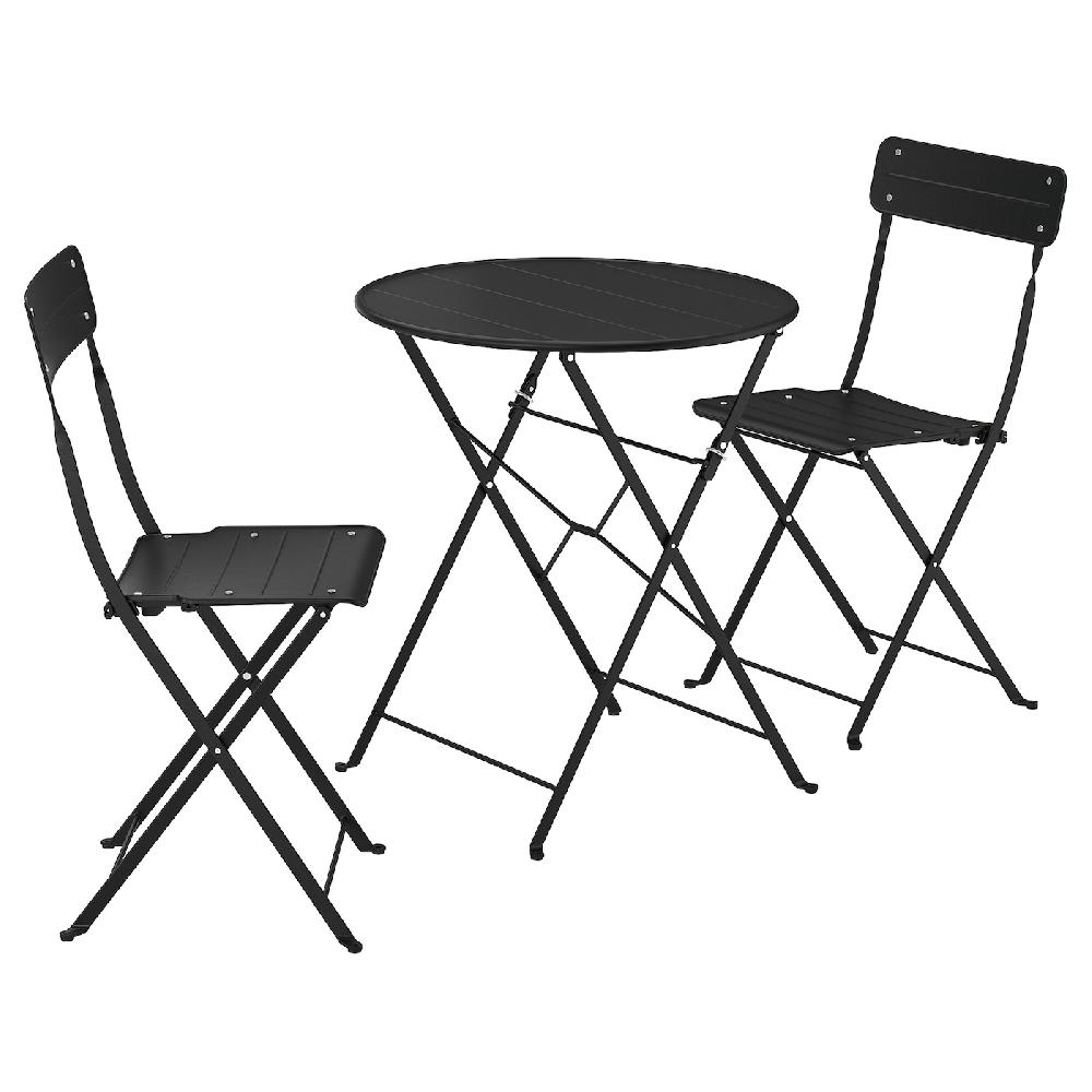 IKEA SUNDSÖ Tavolo e 2 sedie pieghevoli da esterno antracite/antracite 65 cm