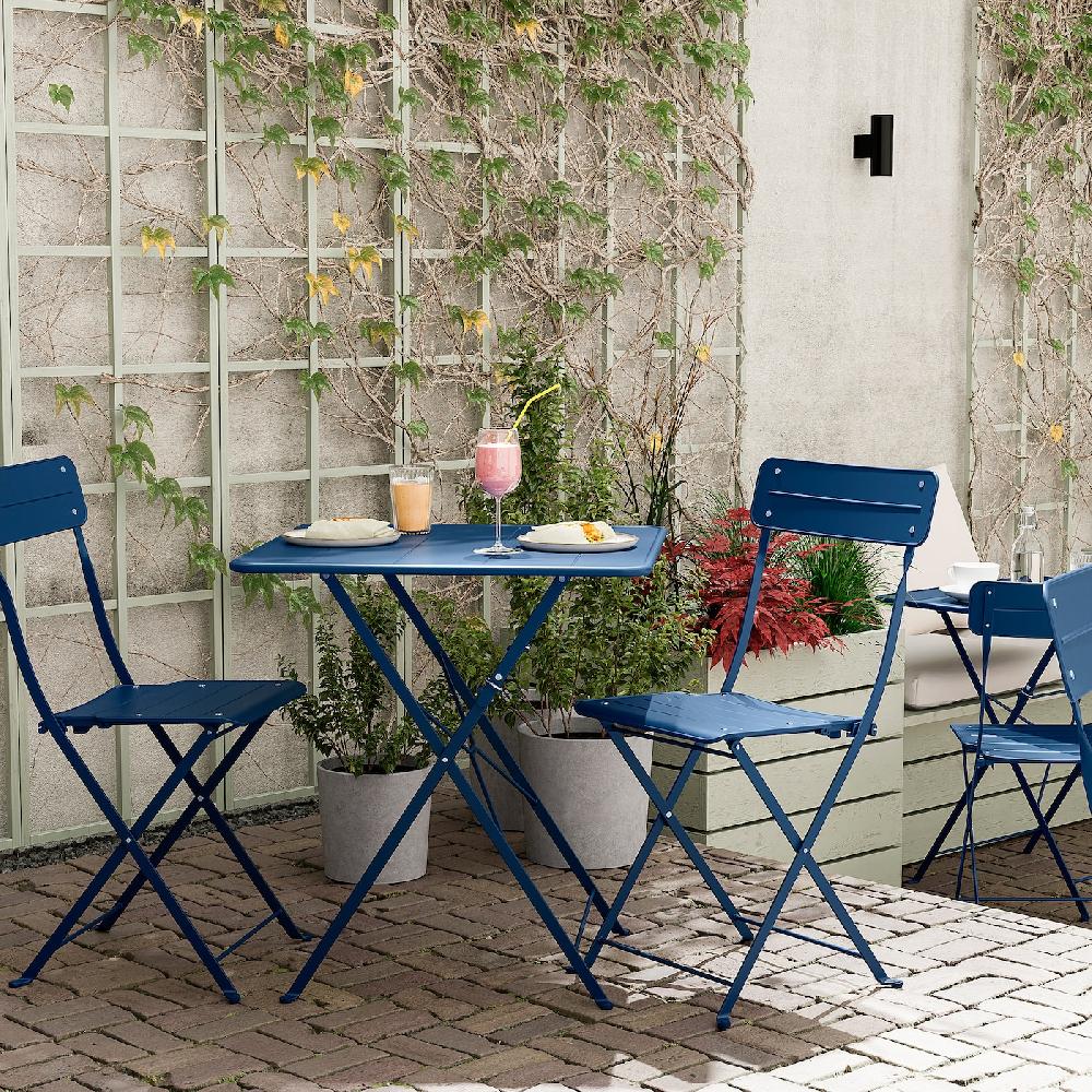 IKEA SUNDSÖ Tavolo E 2 Sedie Pieghevoli Da Esterno Blu Scuro/blu Scuro 65x65 Cm