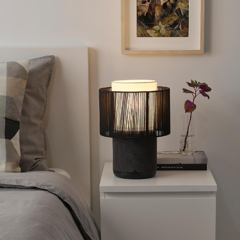 IKEA SYMFONISK Lampada/cassa Wi-Fi/paral Tessuto Nero