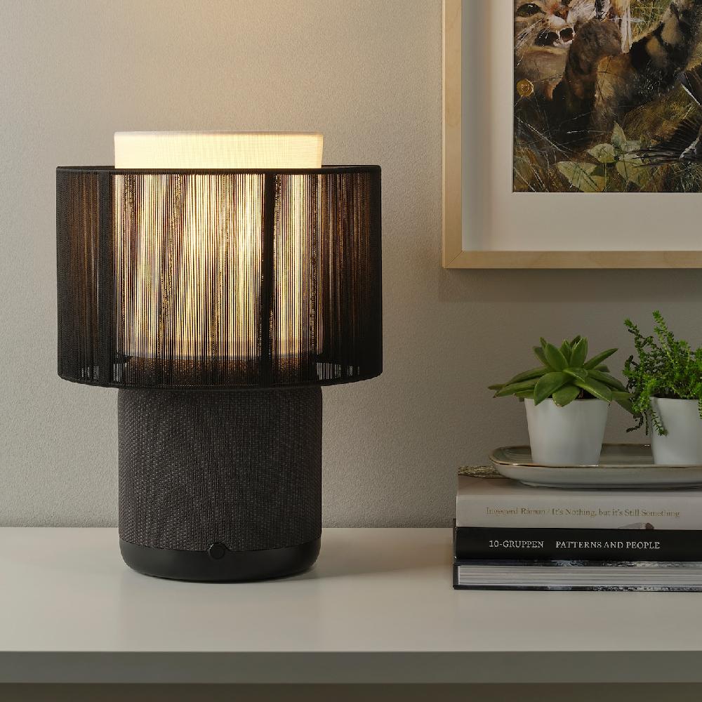 IKEA SYMFONISK Lampada/cassa Wi-Fi/paral Tessuto Nero