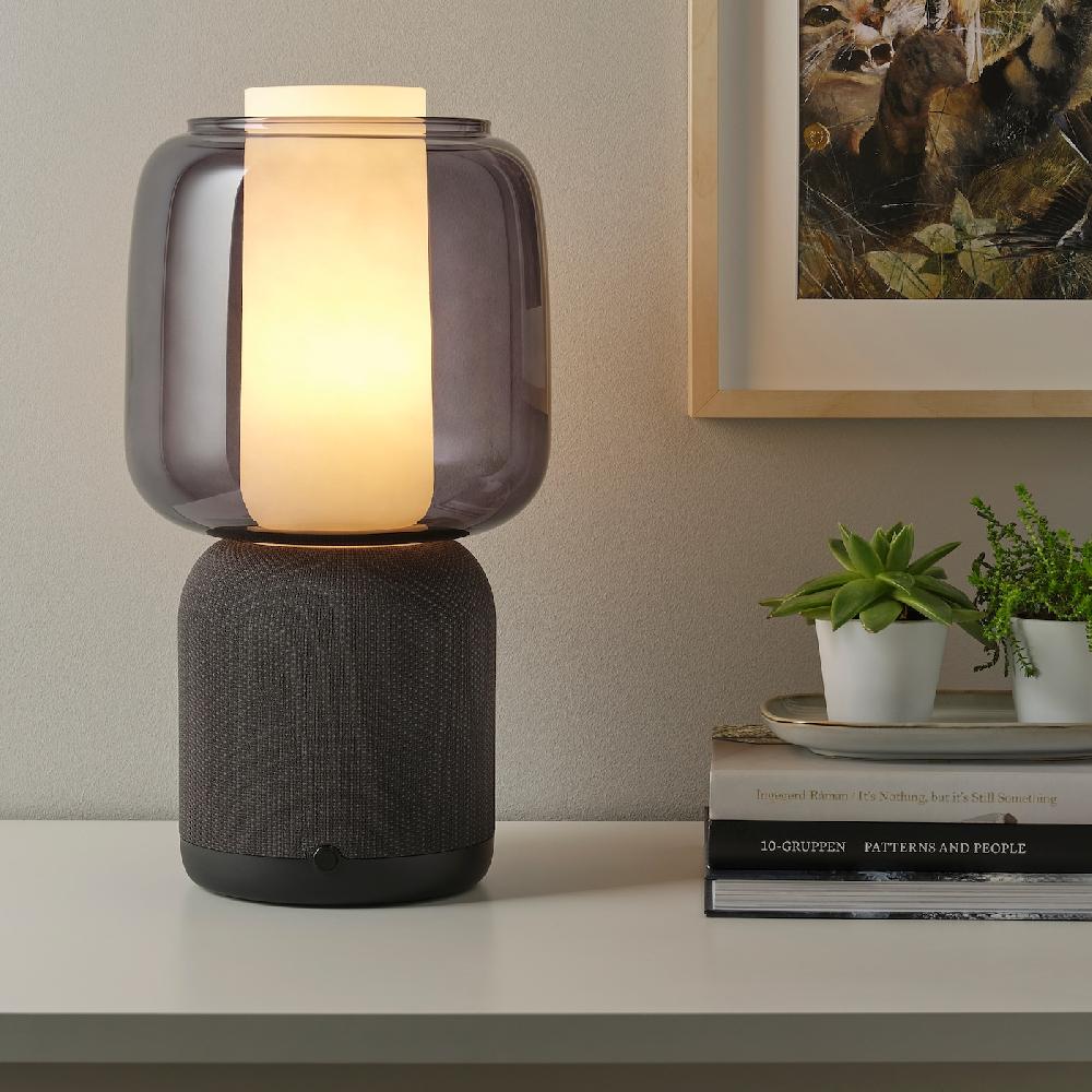IKEA SYMFONISK Lampada/cassa Wi-Fi Paralume Vetro Nero