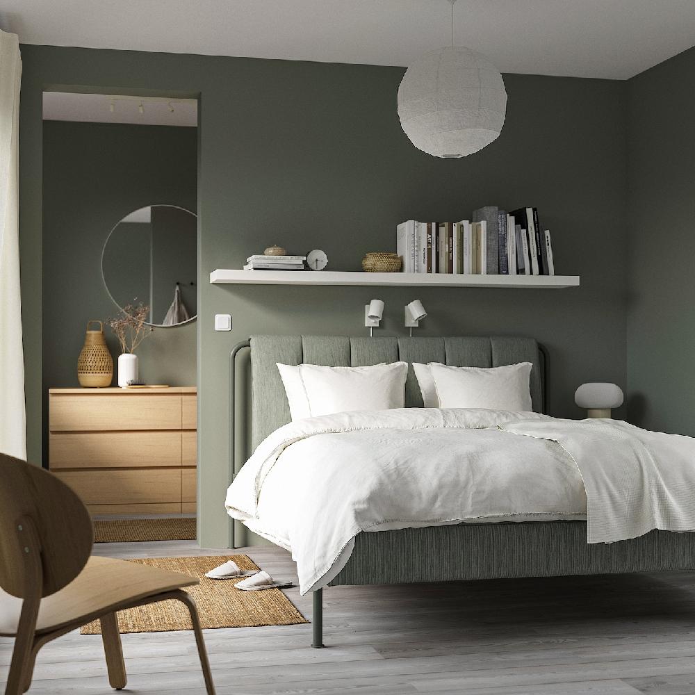 IKEA TÄLLÅSEN Struttura Letto Imbottita Kulsta Grigio-verde/Luröy 160x200 Cm