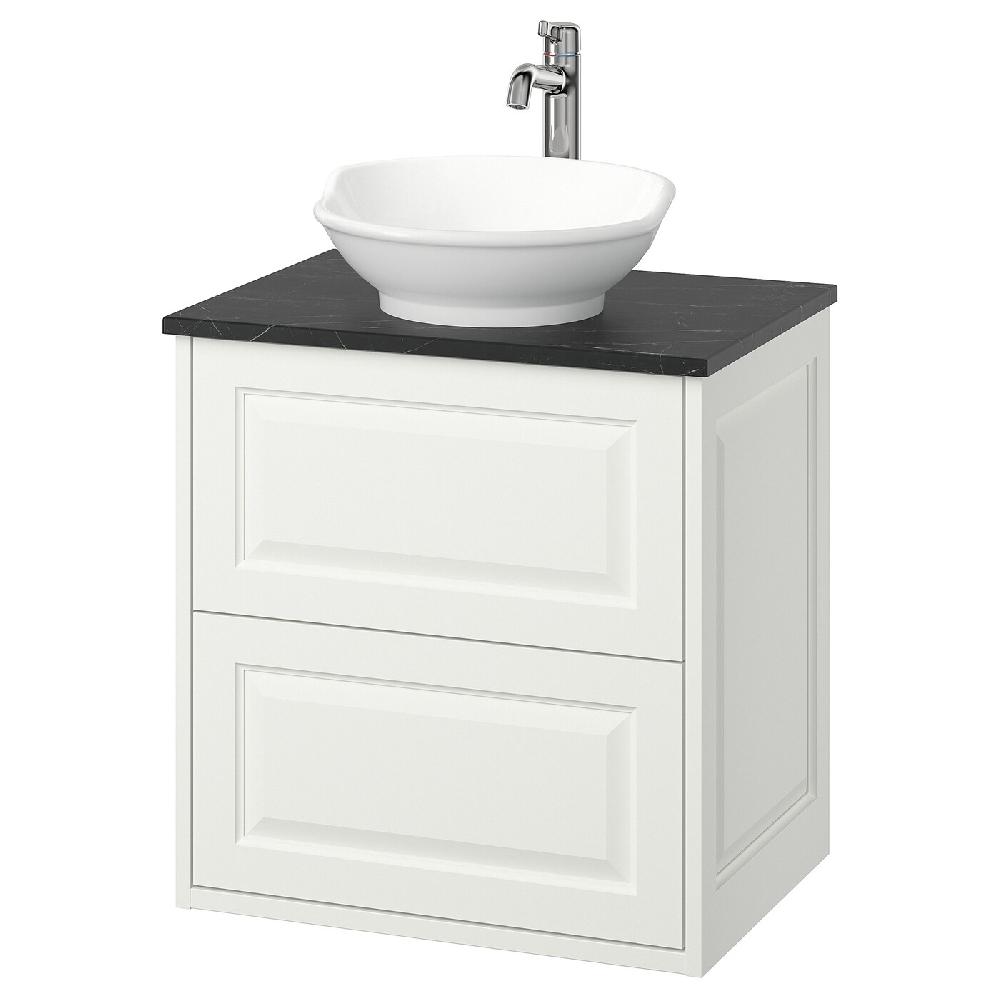 IKEA TÄNNFORSEN / VÄSTERSJÖN Mobile lavabo/cassetti/lavabo/misc bianco/nero effetto marmo 62x49x79 cm