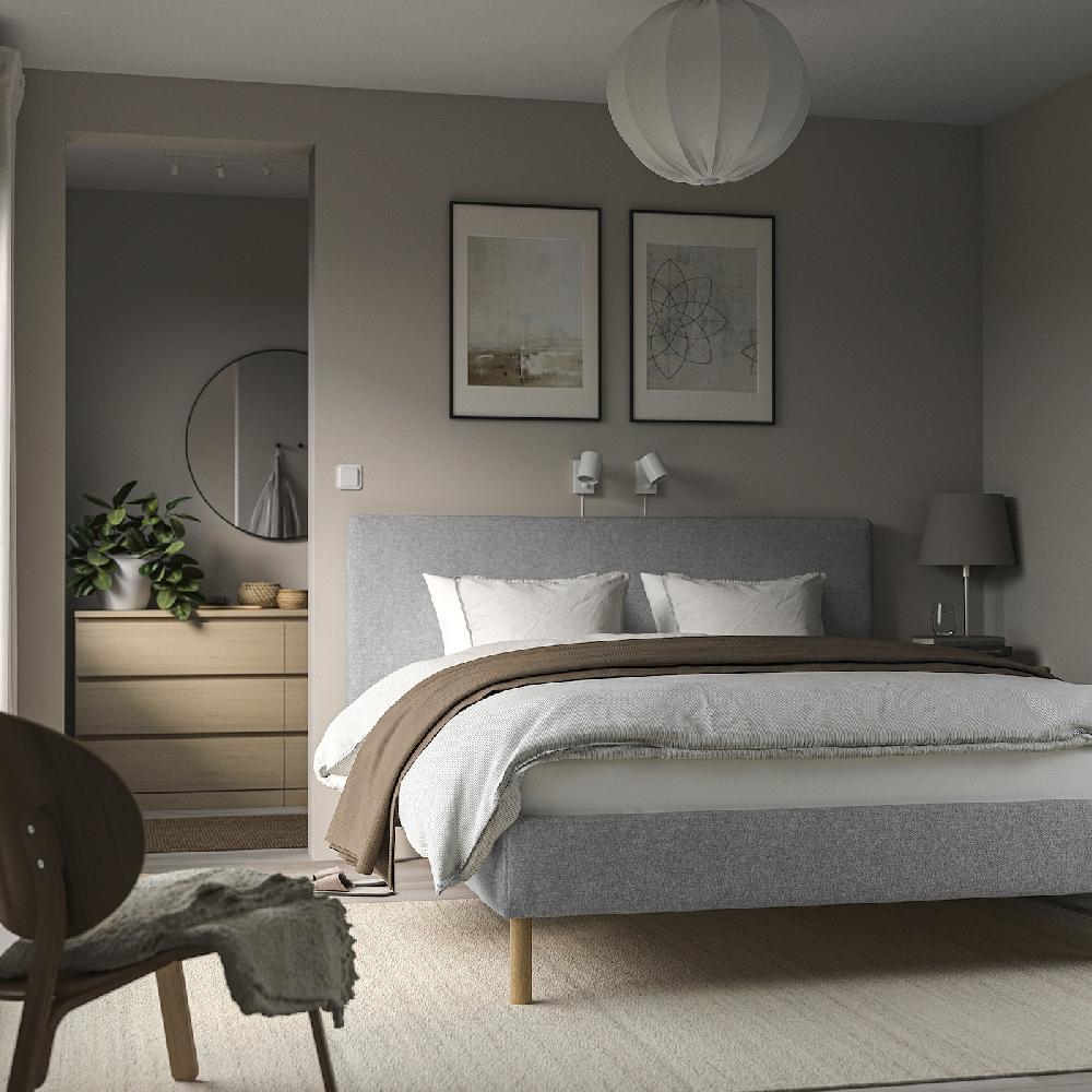 IKEA TÄRNKULLEN Struttura Letto Imbottita Tibbleby Beige/grigio/Luröy 160x200 Cm