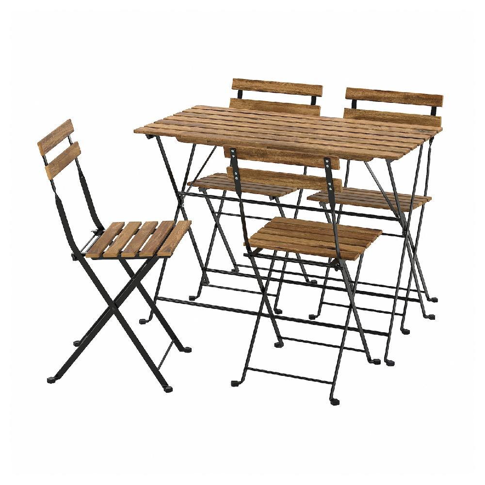 IKEA TÄRNÖ Tavolo+4 sedie da giardino nero/mordente marrone chiaro