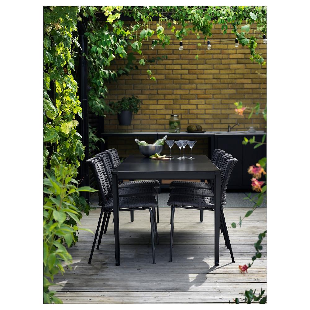 IKEA TEGELÖN / TEGELÖN Tavolo+6 Sedie Da Giardino Grigio Scuro/nero