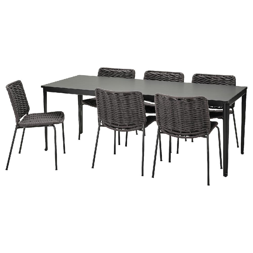 IKEA TEGELÖN / TEGELÖN Tavolo+6 sedie da giardino grigio scuro/nero