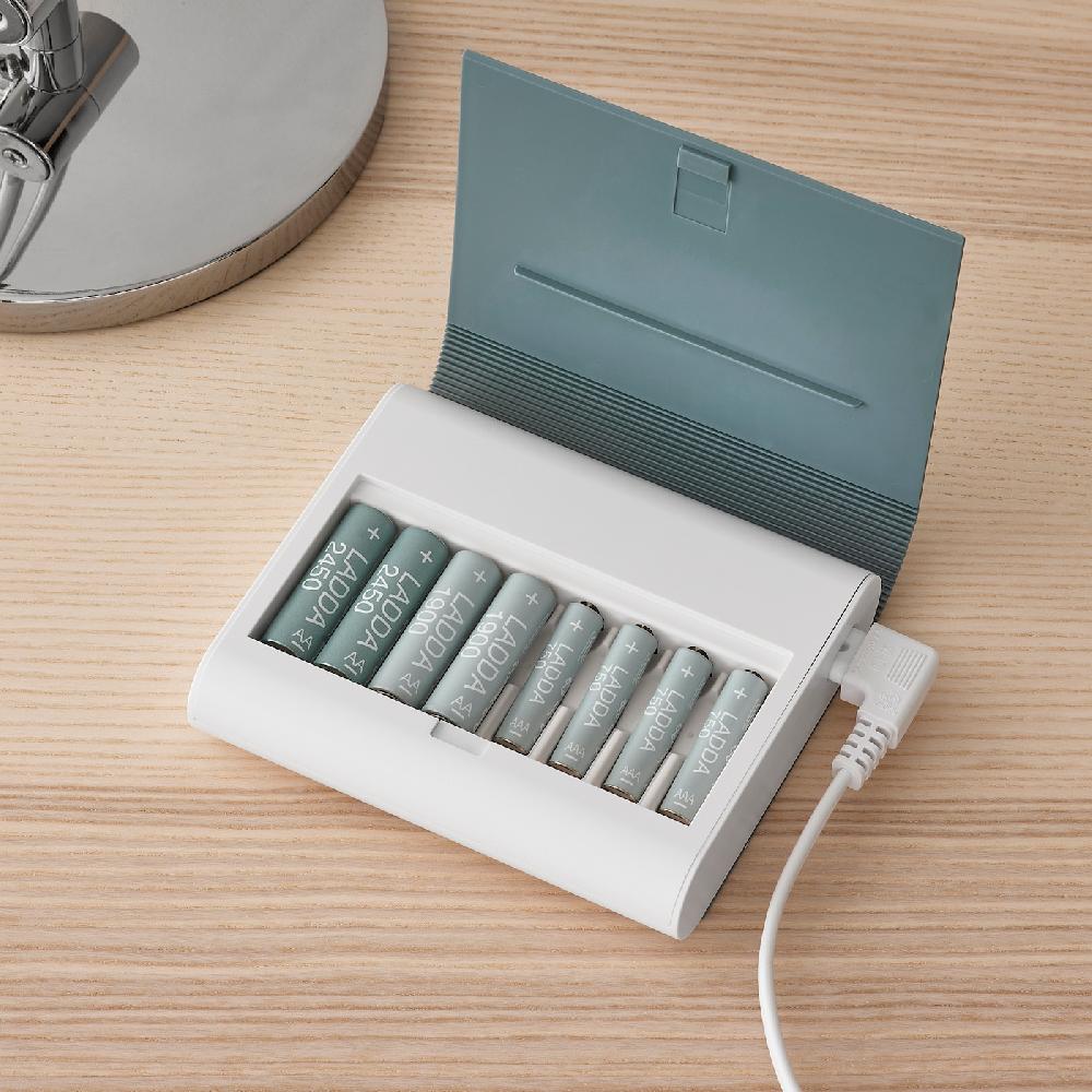IKEA TJUGO Caricabatteria Con Custodia Grigio-verde
