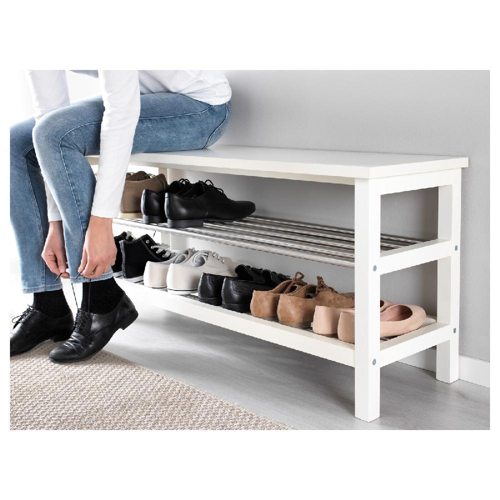 IKEA TJUSIG Panca Con Vano Per Scarpe Bianco 108x34x50 Cm