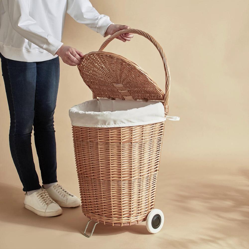 IKEA TOLKNING Cesta Per Bucato Con Rotelle Fatto A Mano Salice 31 L