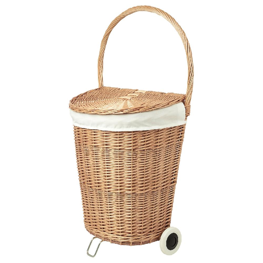 IKEA TOLKNING Cesta per bucato con rotelle fatto a mano Salice 31 l