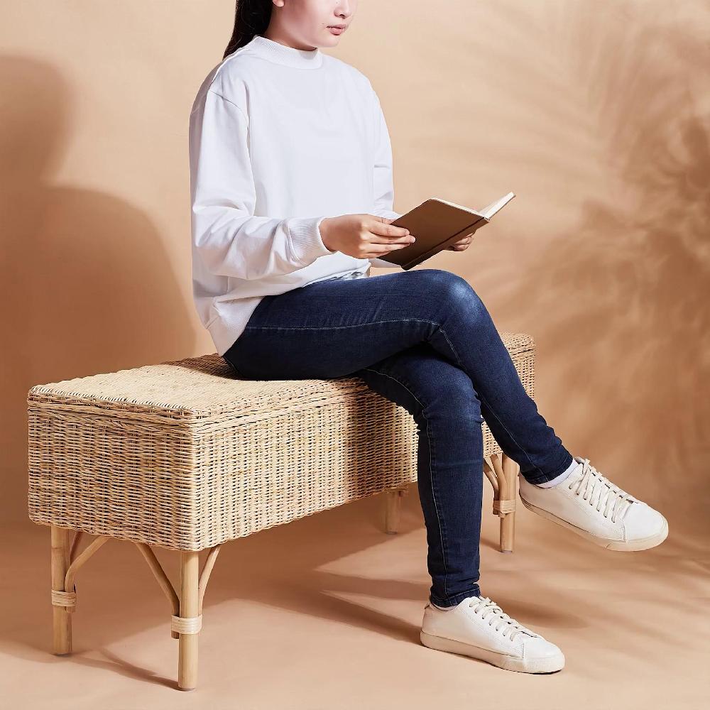 IKEA TOLKNING Panca Con Contenitore Fatto A Mano Rattan 120 Cm