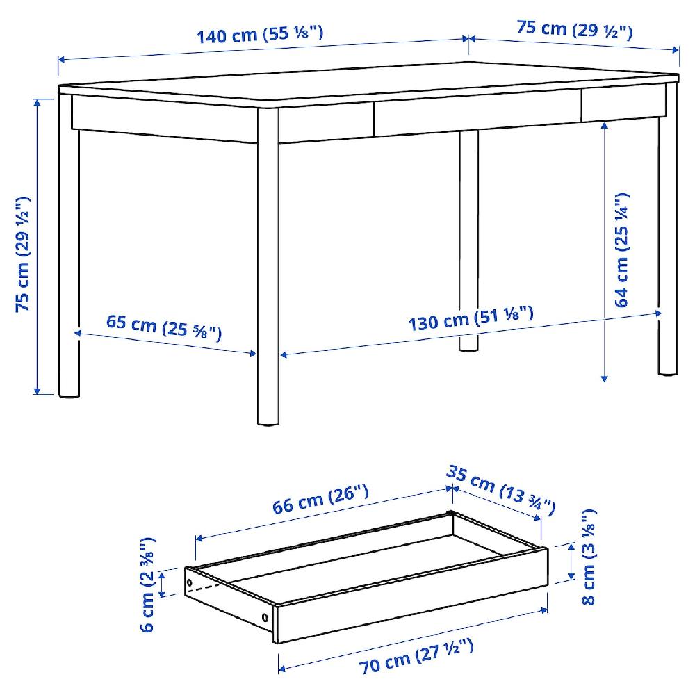 IKEA TONSTAD Scrivania Impiallacciatura Di Rovere 140x75 Cm