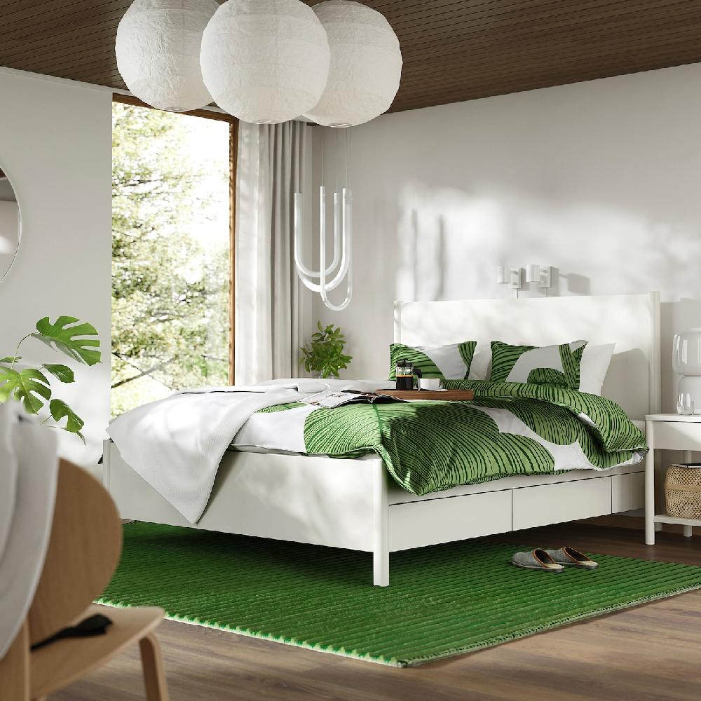 IKEA TONSTAD Struttura Letto Con Cassetti Bianco Sporco/Lönset 180x200 Cm