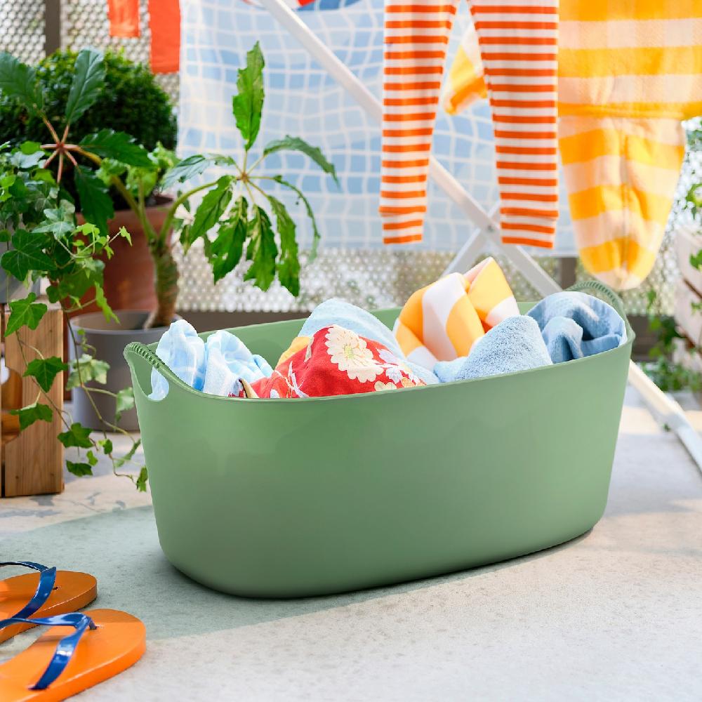 IKEA TORKIS Portabiancheria Flessibile Int/est Verde 35 L