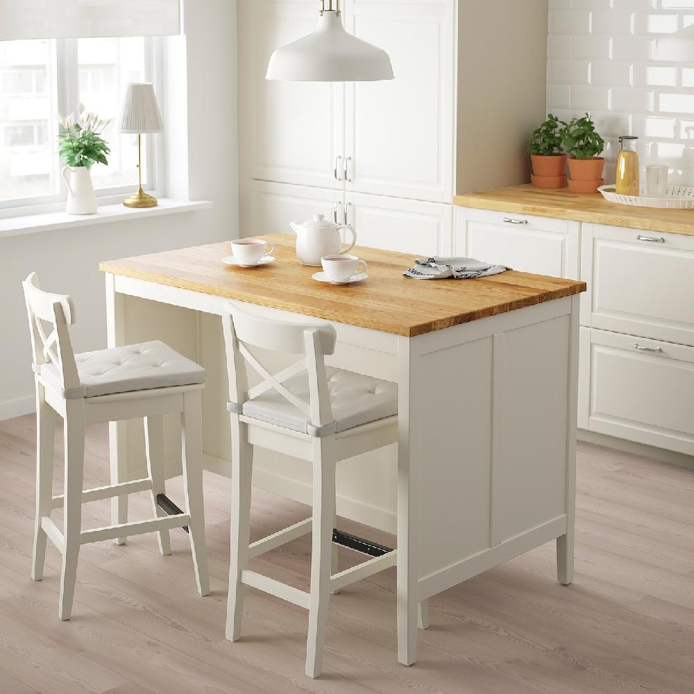 IKEA TORNVIKEN Isola Per Cucina Bianco Sporco/rovere 126x77 Cm