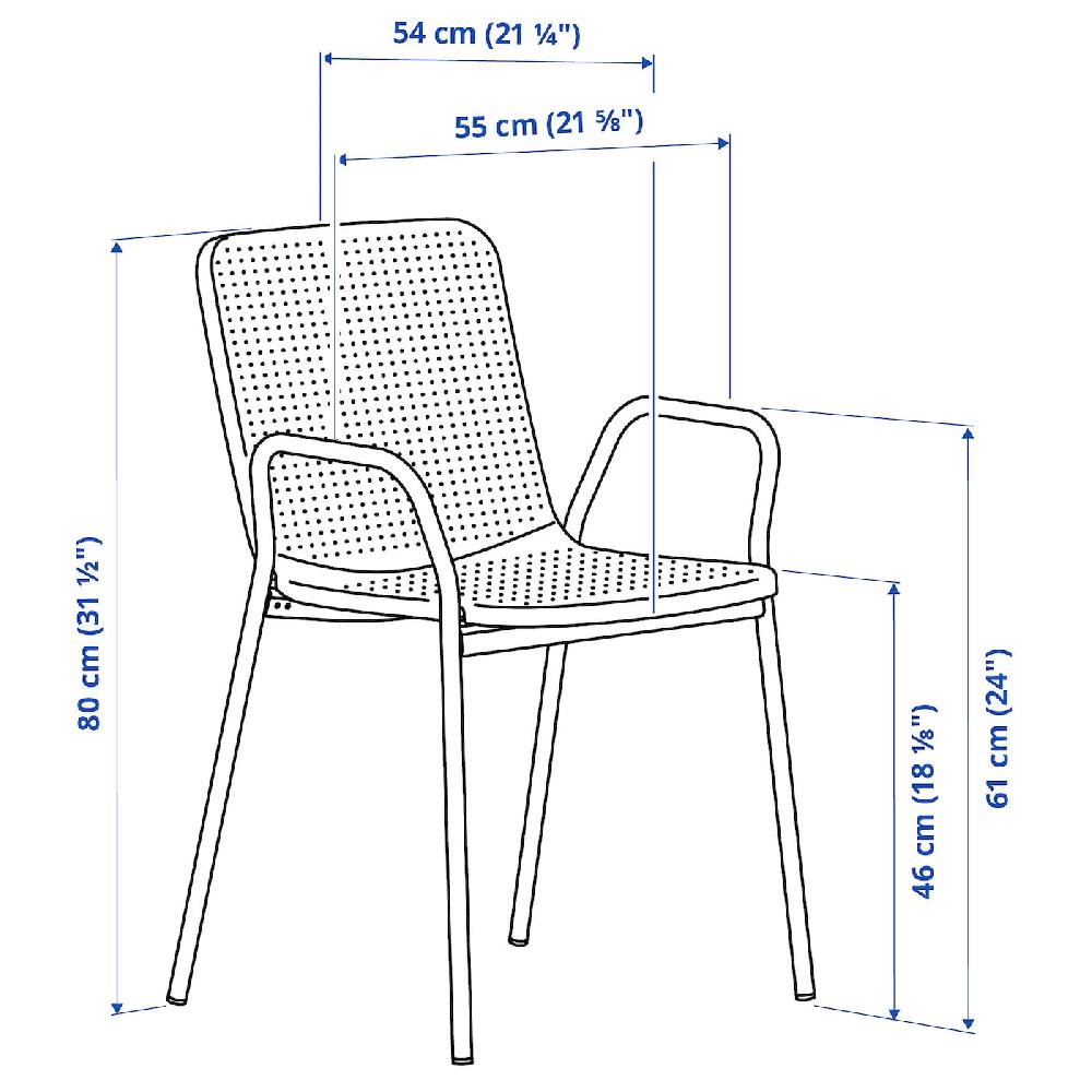 IKEA TORPARÖ Tavolo+4 Sedie Braccioli Giardino Pieghevole Bianco/bianco 130x74 Cm