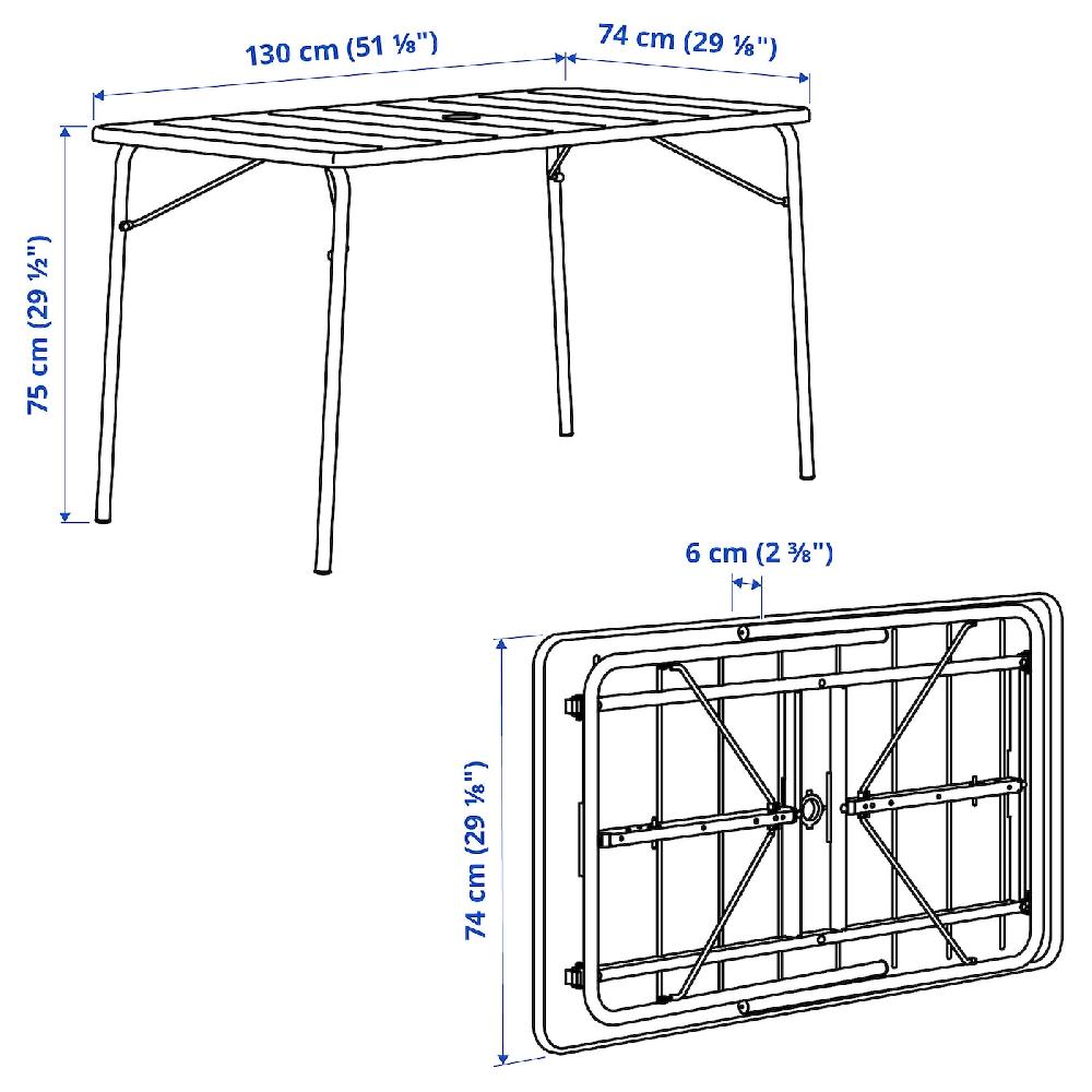 IKEA TORPARÖ Tavolo Da Giardino Bianco/pieghevole 130x74 Cm