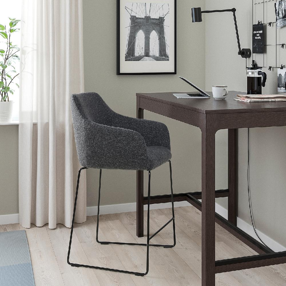 IKEA TOSSBERG Sgabello Bar Con Schienale Metallo Nero/Gunnared Grigio Scuro