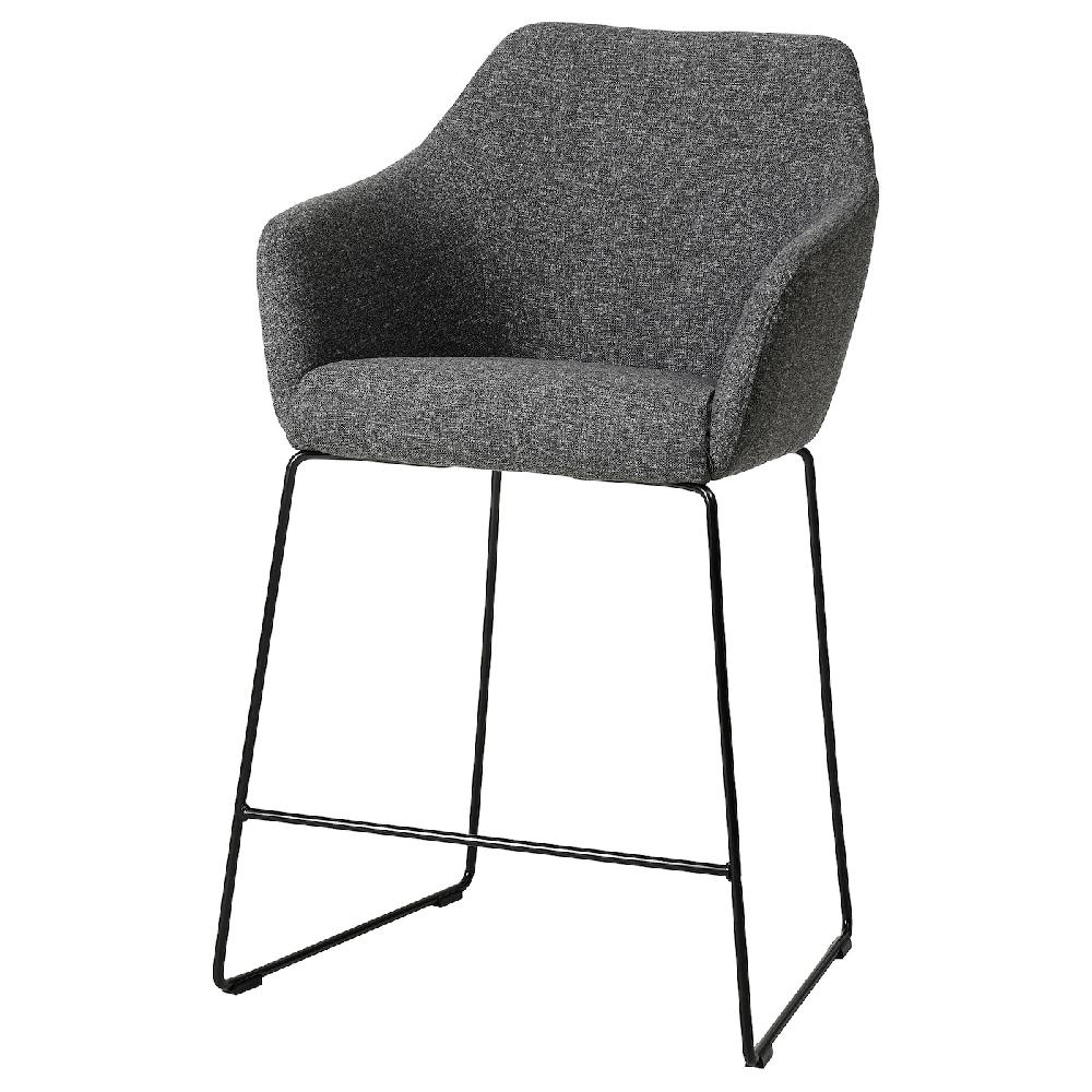 IKEA TOSSBERG Sgabello bar con schienale metallo nero/Gunnared grigio scuro