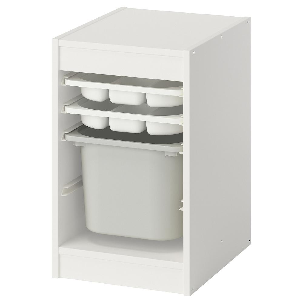 IKEA TROFAST Combinazione con contenitore/vassoi bianco bianco/grigio 34x44x56 cm