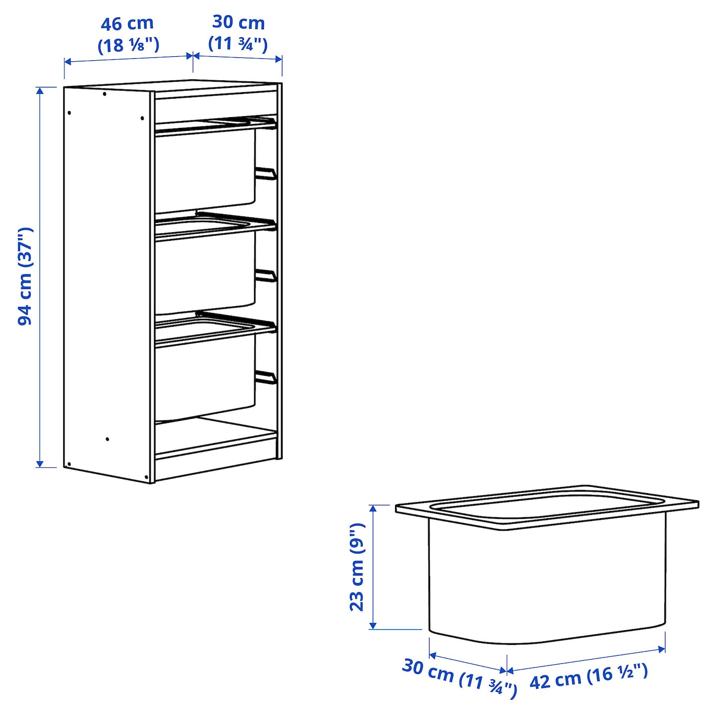 IKEA TROFAST Combinazione Con Contenitori Bianco/bianco 46x30x94 Cm