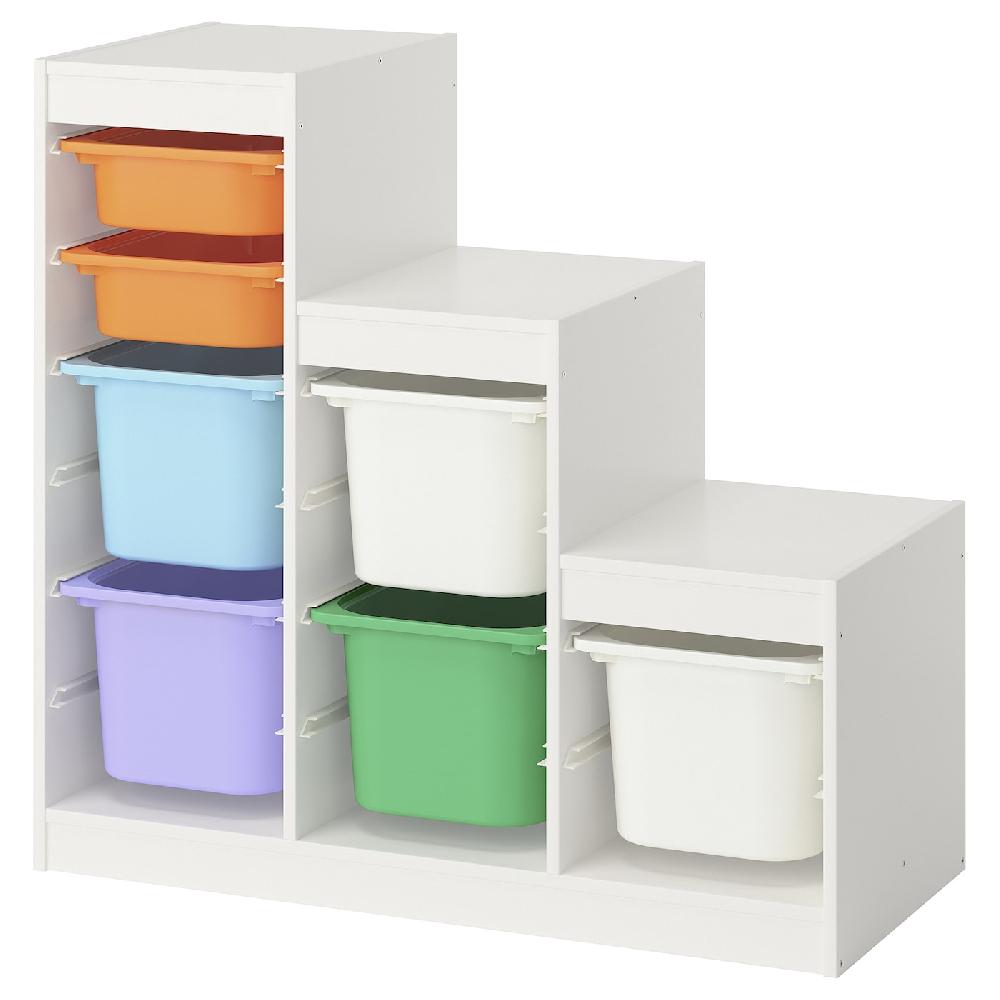 IKEA TROFAST Combinazione con contenitori bianco bianco/multicolore 99x44x94 cm