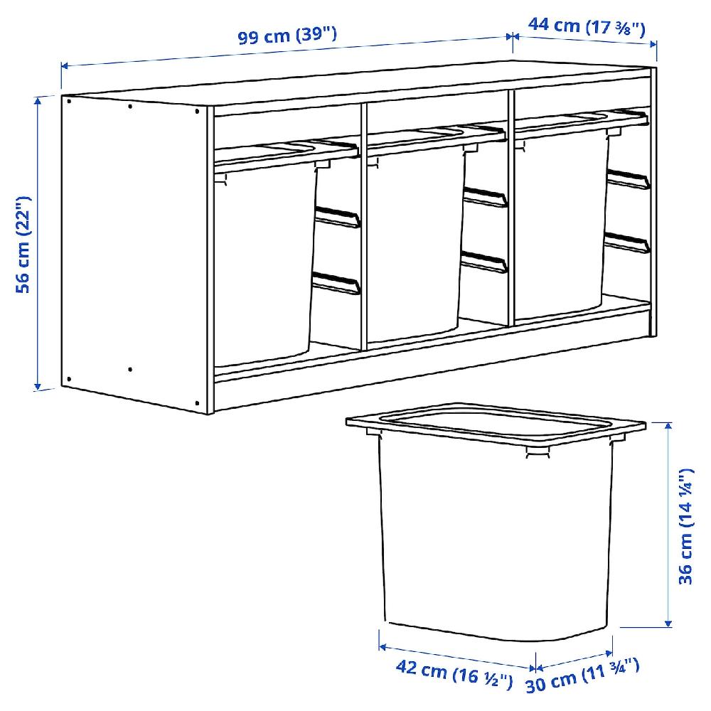 IKEA TROFAST Combinazione Con Contenitori Bianco/bianco 99x44x56 Cm