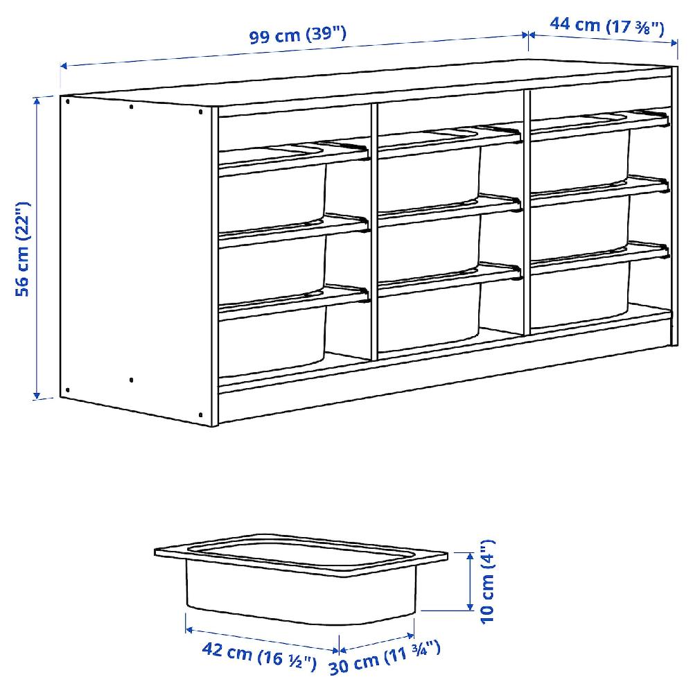 IKEA TROFAST Combinazione Con Contenitori Bianco/bianco 99x44x56 Cm