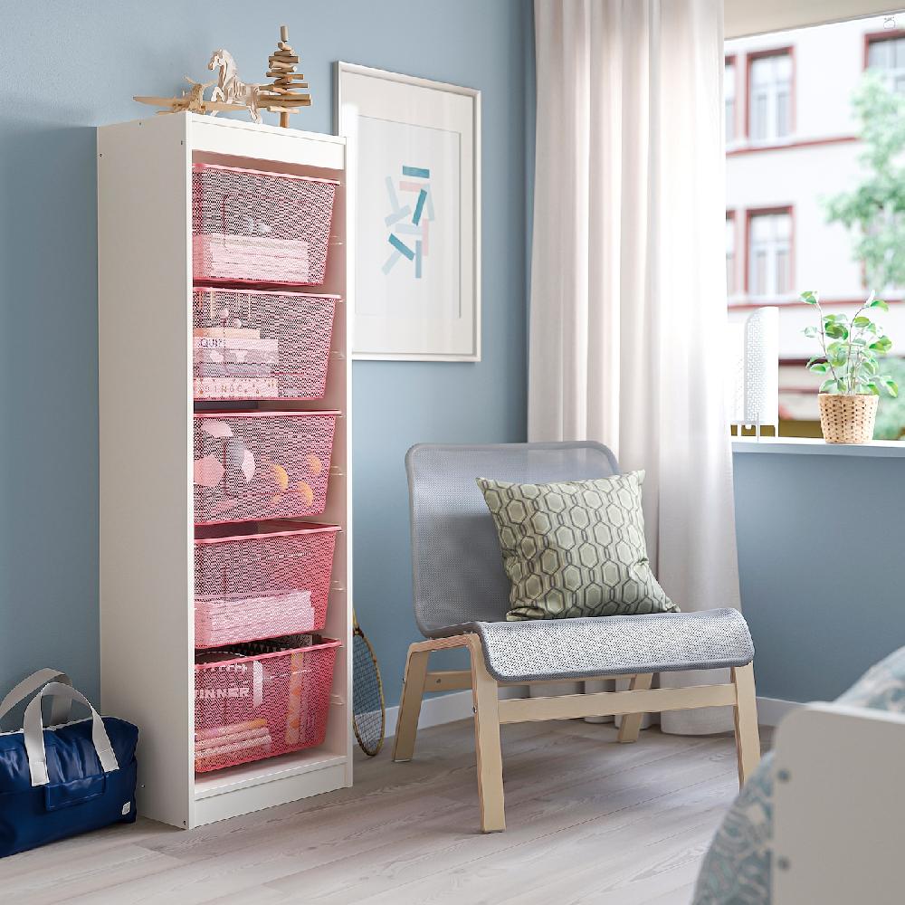 IKEA TROFAST Combinazione Con Contenitori Bianco/rosso Chiaro 46x30x145 Cm