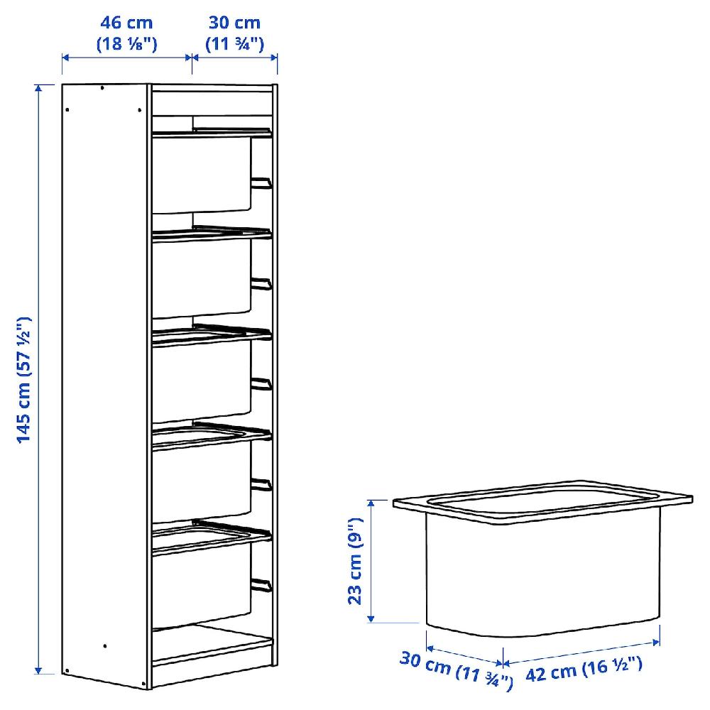 IKEA TROFAST Combinazione Con Contenitori Bianco/rosso Chiaro 46x30x145 Cm