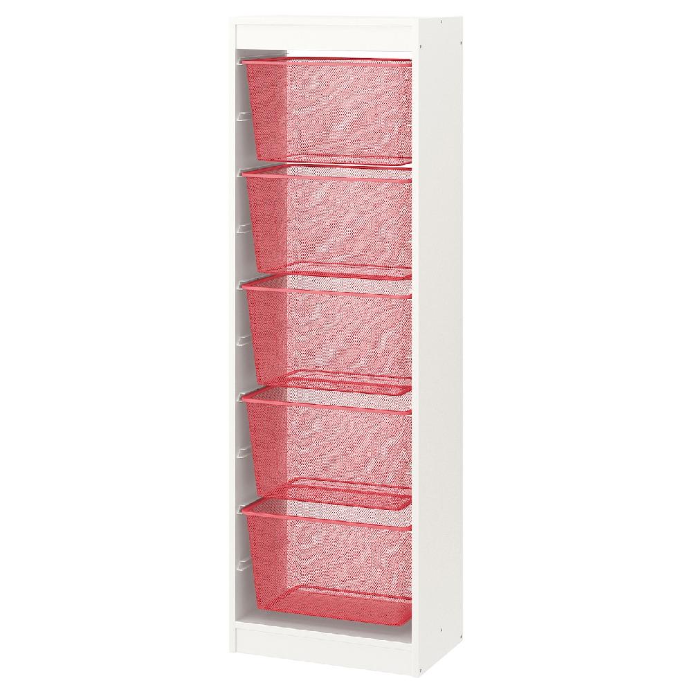 IKEA TROFAST Combinazione con contenitori bianco/rosso chiaro 46x30x145 cm