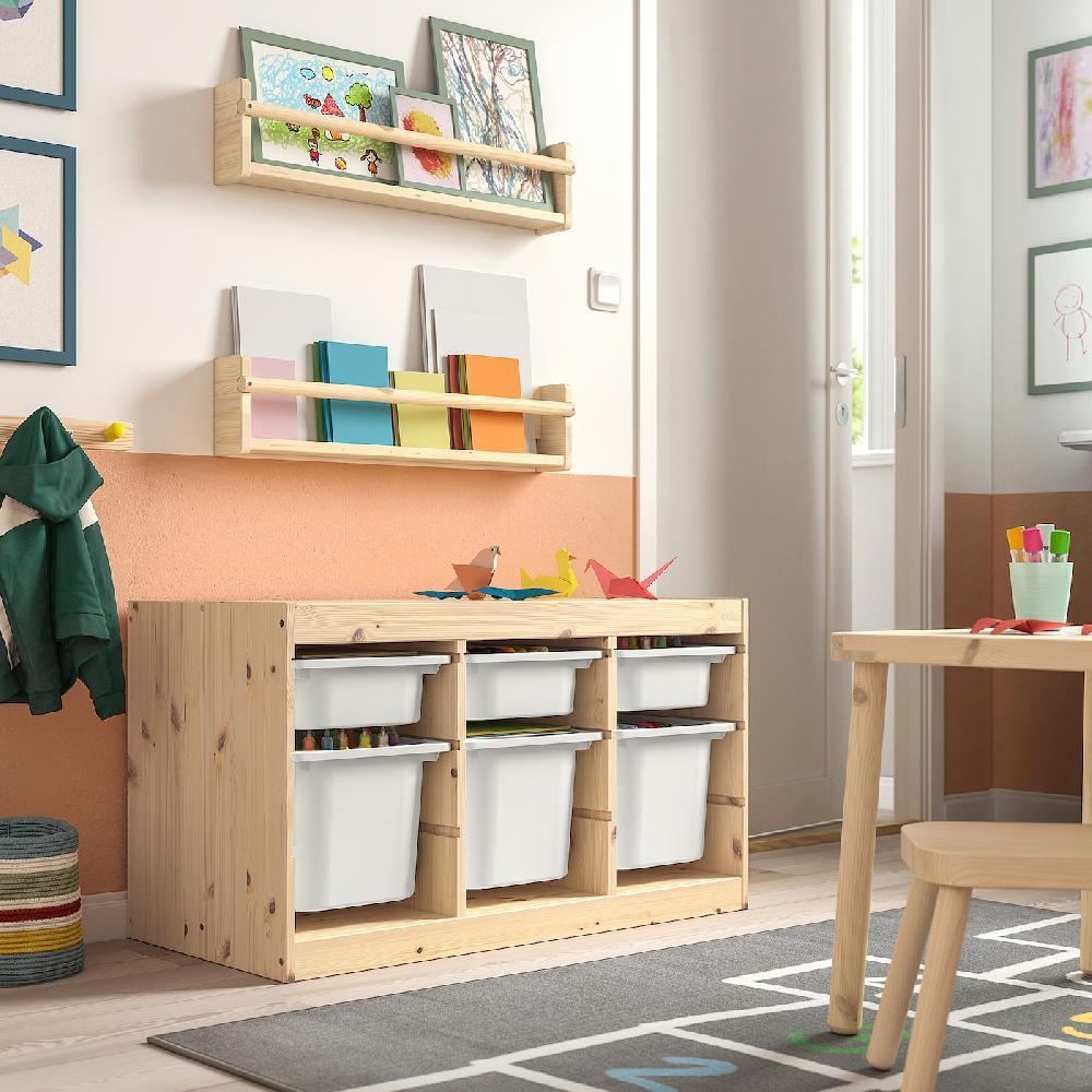 IKEA TROFAST Combinazione Con Contenitori Pino Con Mordente Bianco/bianco 93x44x52 Cm
