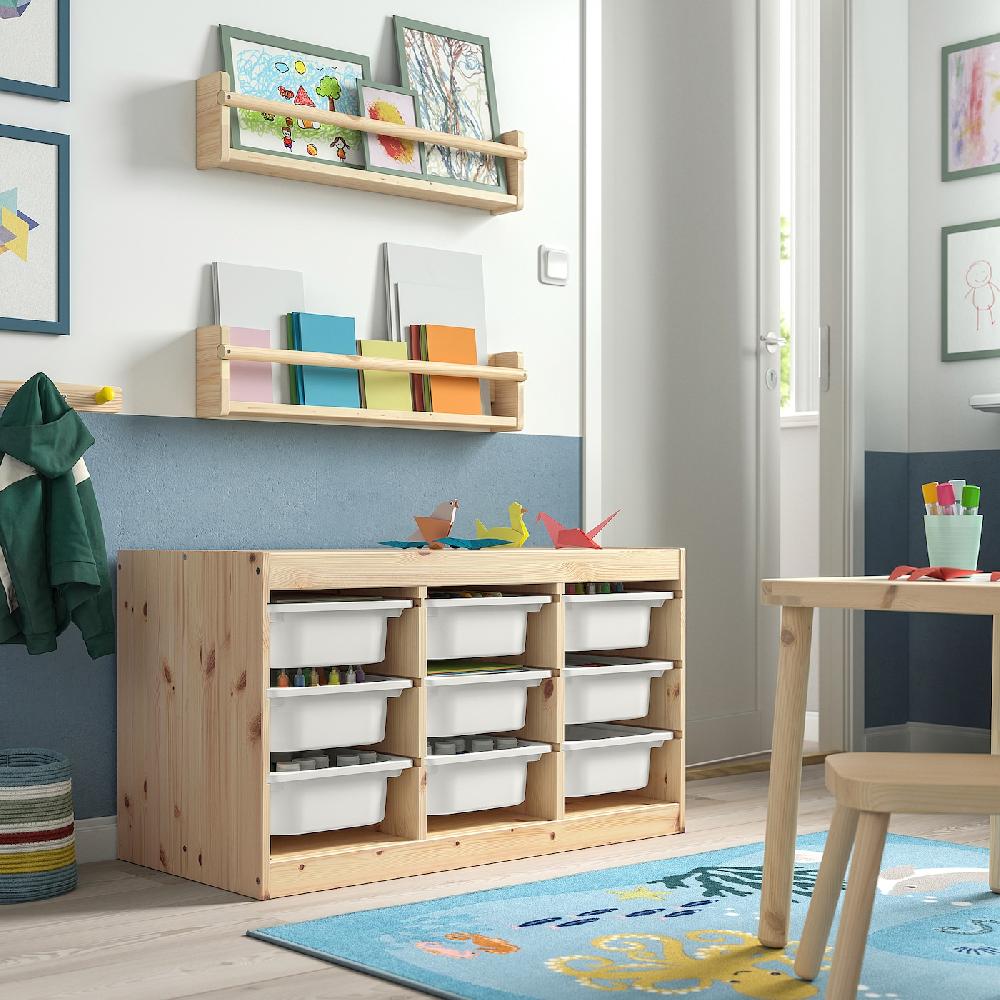 IKEA TROFAST Combinazione Con Contenitori Pino Con Mordente Bianco/bianco 93x44x52 Cm