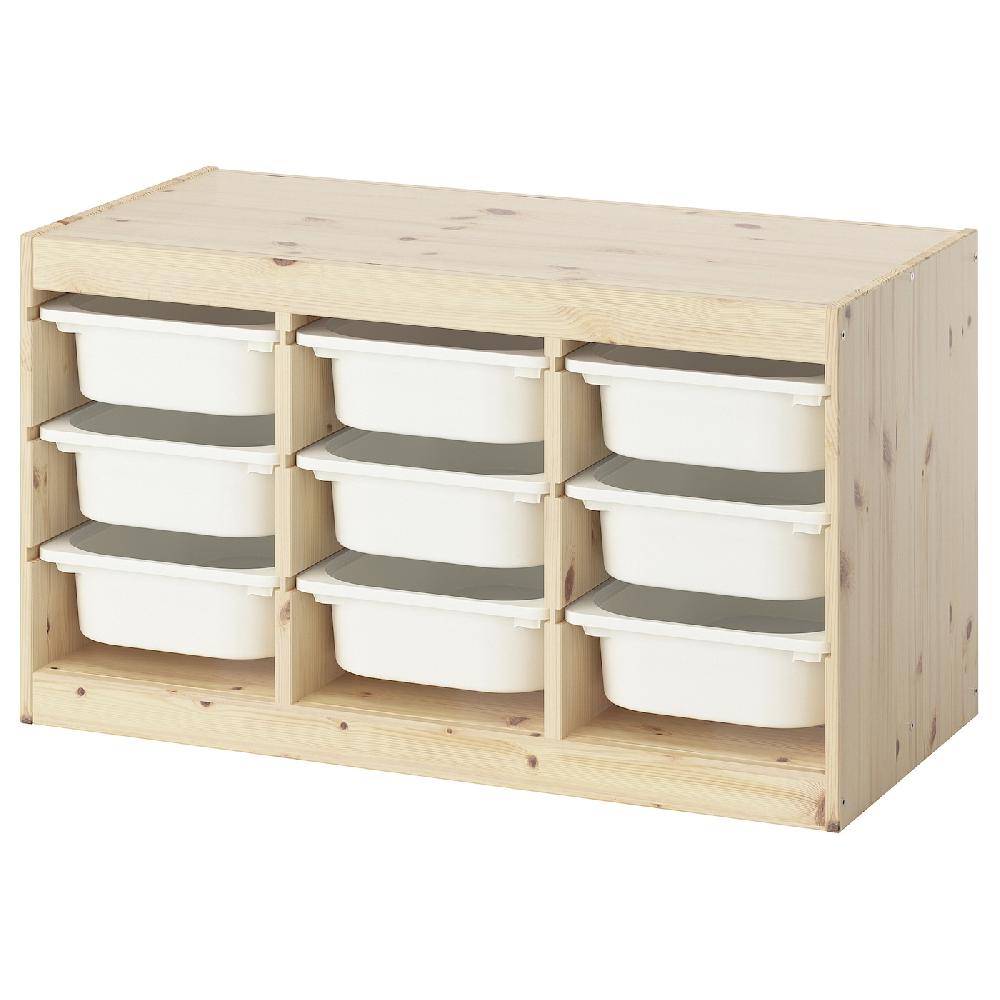 IKEA TROFAST Combinazione con contenitori pino con mordente bianco/bianco 93x44x52 cm
