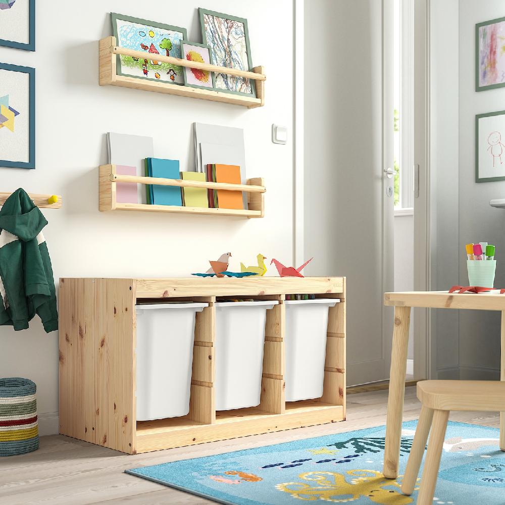 IKEA TROFAST Combinazione Con Contenitori Pino Con Mordente Bianco/bianco 93x44x52 Cm