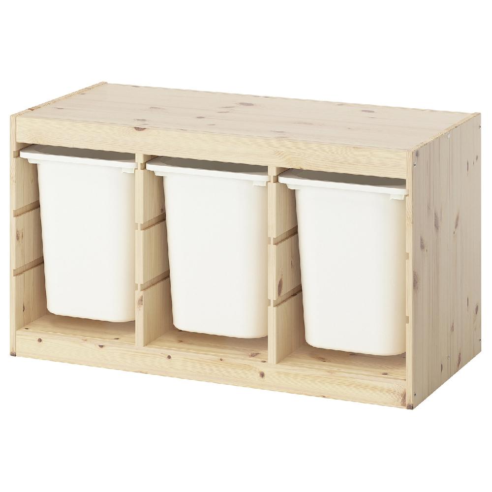 IKEA TROFAST Combinazione con contenitori pino con mordente bianco/bianco 93x44x52 cm