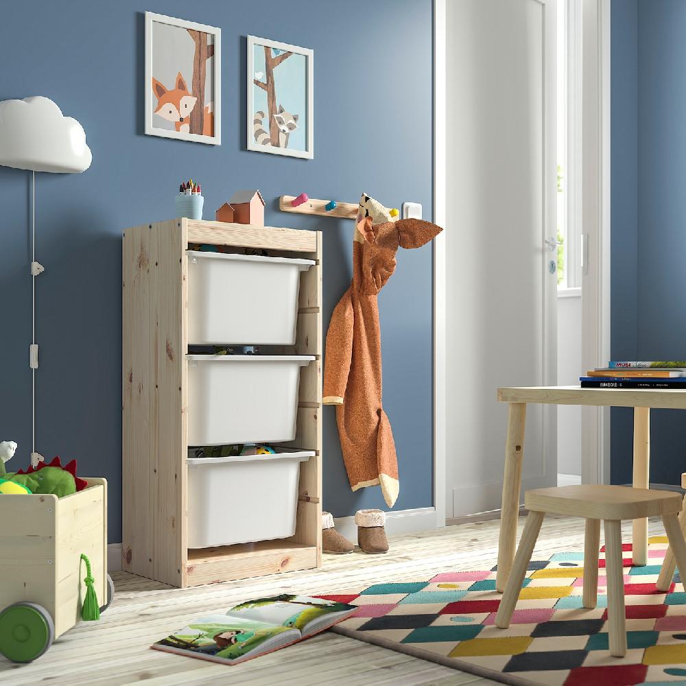 IKEA TROFAST Combinazione Con Contenitori Pino Con Mordente Bianco/bianco 44x30x91 Cm