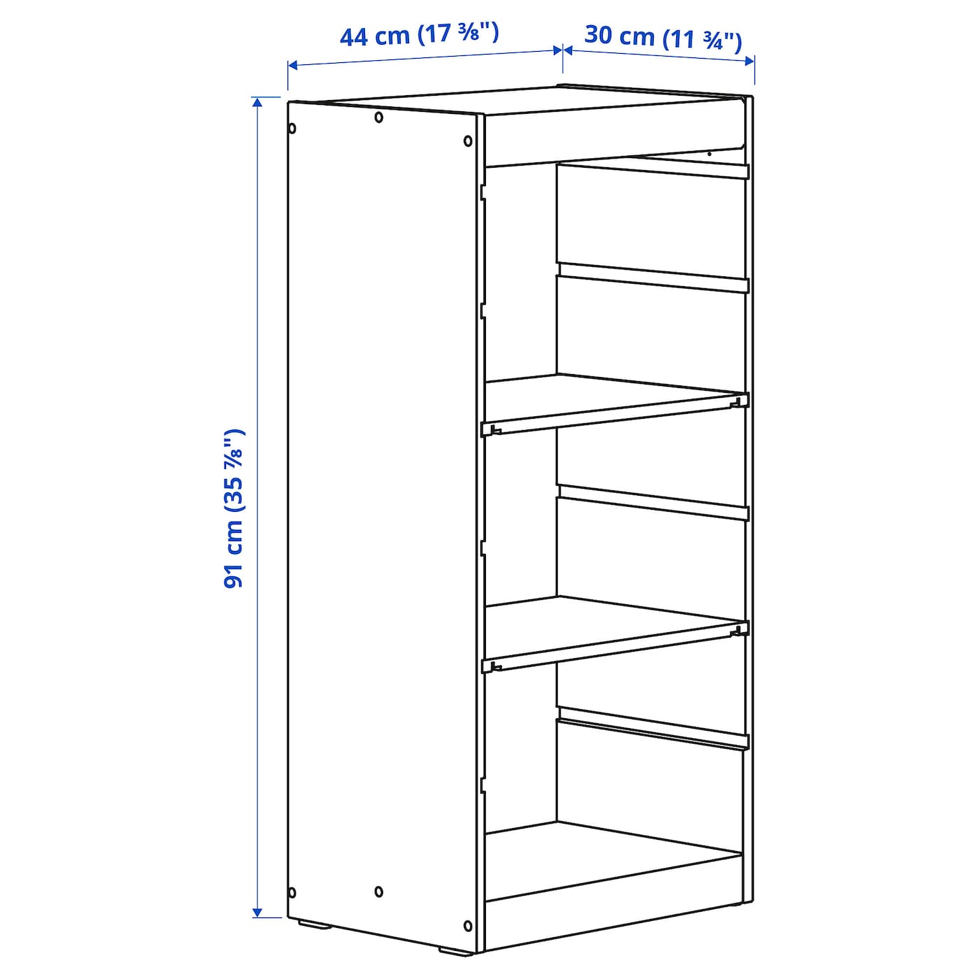 IKEA TROFAST Combinazione Di Mobili Pino Con Mordente Bianco 44x30x91 Cm