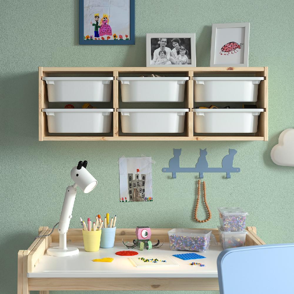 IKEA TROFAST Elemento Da Parete Pino Con Mordente Bianco/bianco 93x21x30 Cm