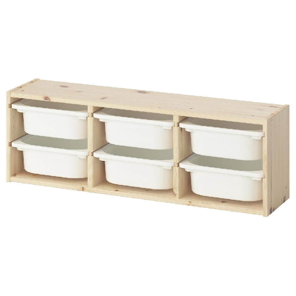 IKEA TROFAST Elemento da parete pino con mordente bianco/bianco 93x21x30 cm