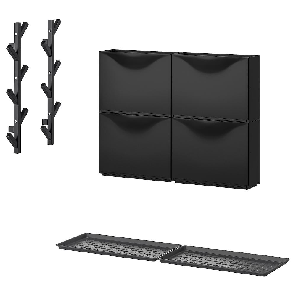 IKEA TRONES / BAGGMUCK Set mobili ingresso 6 pezzi nero/grigio