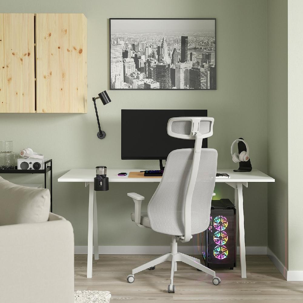 IKEA TROTTEN / MATCHSPEL Scrivania E Sedia Bianco/grigio Chiaro