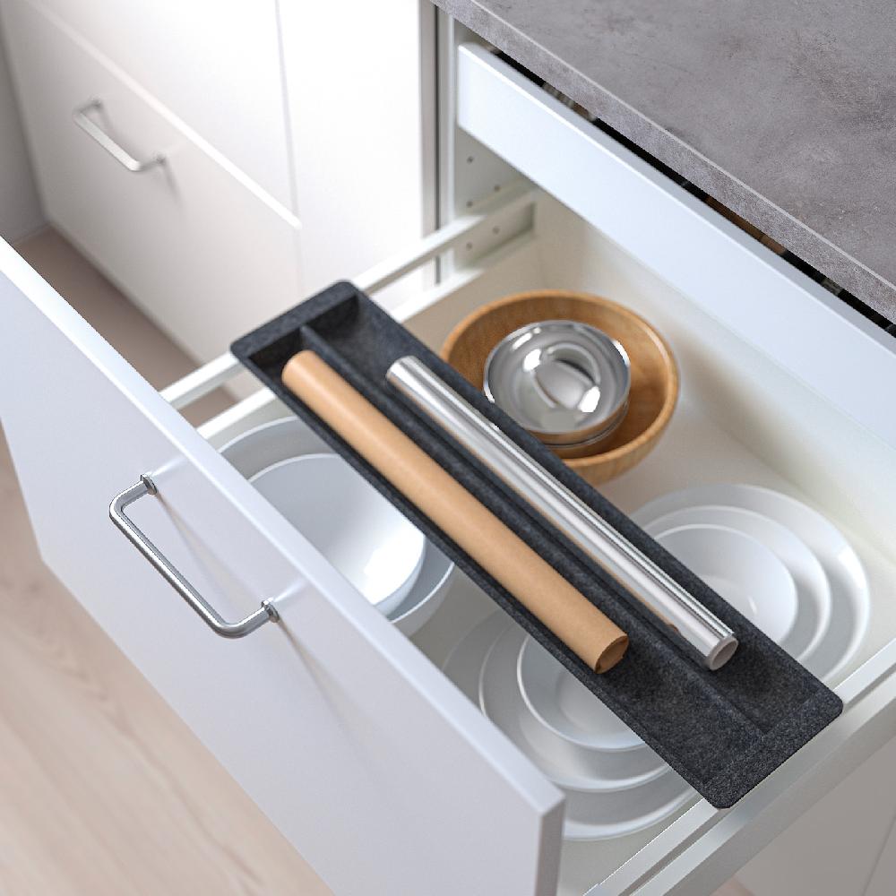 IKEA UPPDATERA Portaoggetti Scorrev Per Cassetto Grigio 60 Cm