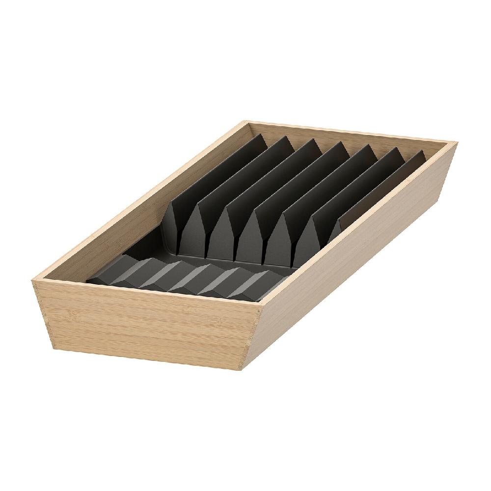 IKEA UPPDATERA Vassoio con portacoltelli bambù chiaro/antracite 20x50 cm