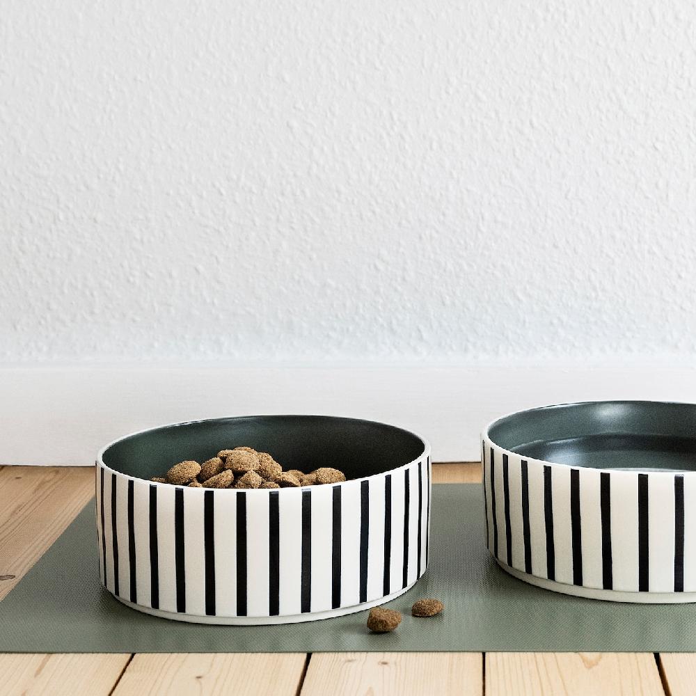 IKEA UTSÅDD Ciotola Per Animali Domestici Motivo A Righe Blu-nero/grigio-verde 19 Cm