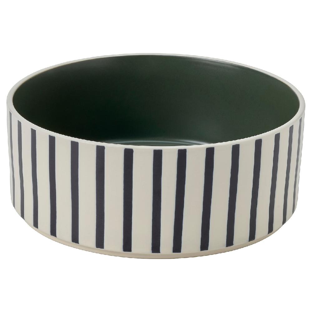 IKEA UTSÅDD Ciotola per animali domestici motivo a righe blu-nero/grigio-verde 19 cm
