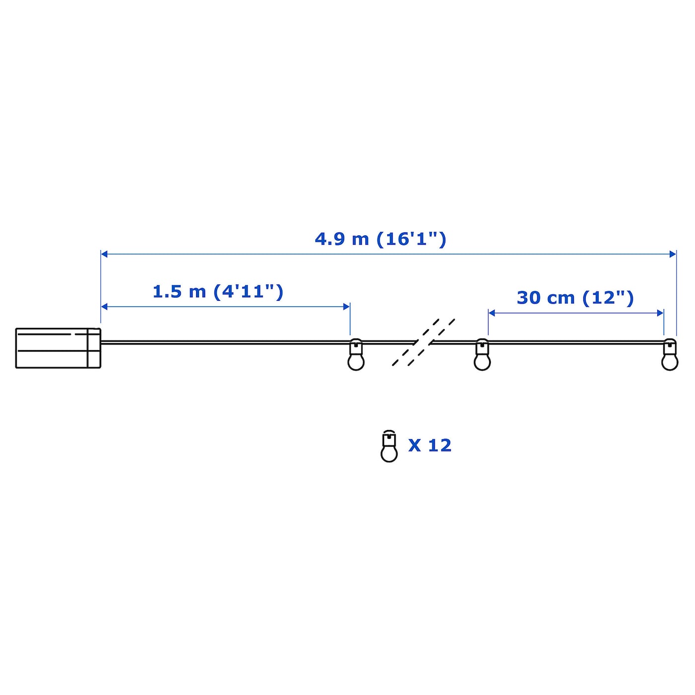 IKEA UTSUND Illuminazione A LED 12 Luci Da Esterno/a Batterie Nero