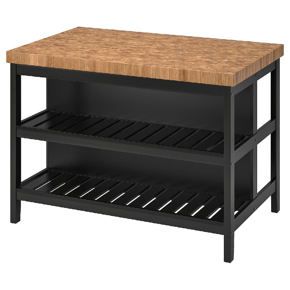 IKEA VADHOLMA Isola per cucina nero/rovere 126x79x90 cm